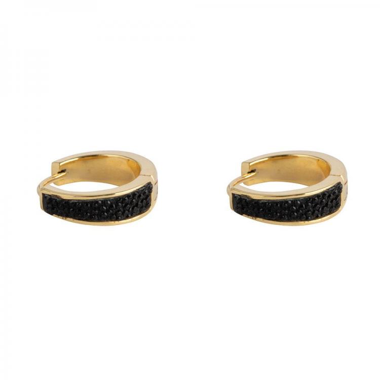 Betty Bogaers - hoop earring black leather